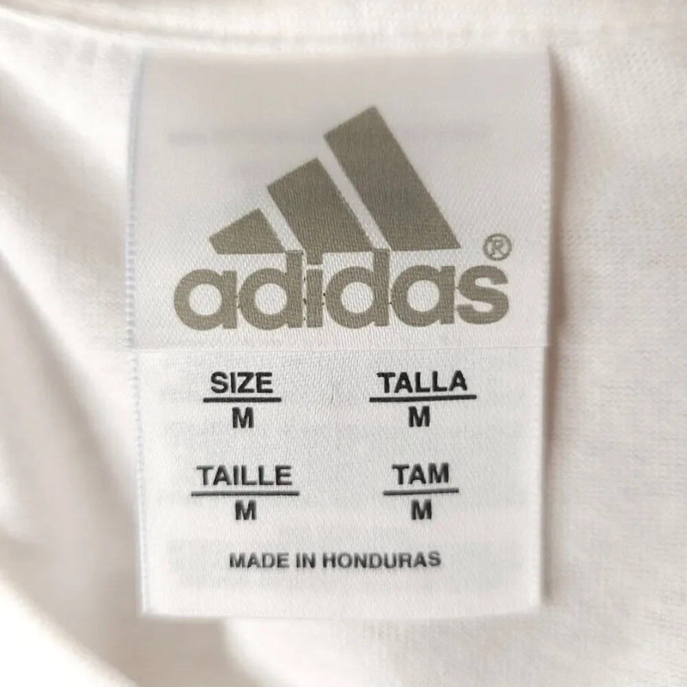 Vintage Adidas T Shirt Mens Size Medium White Y2K OVERSIZED Fit Streetwear
